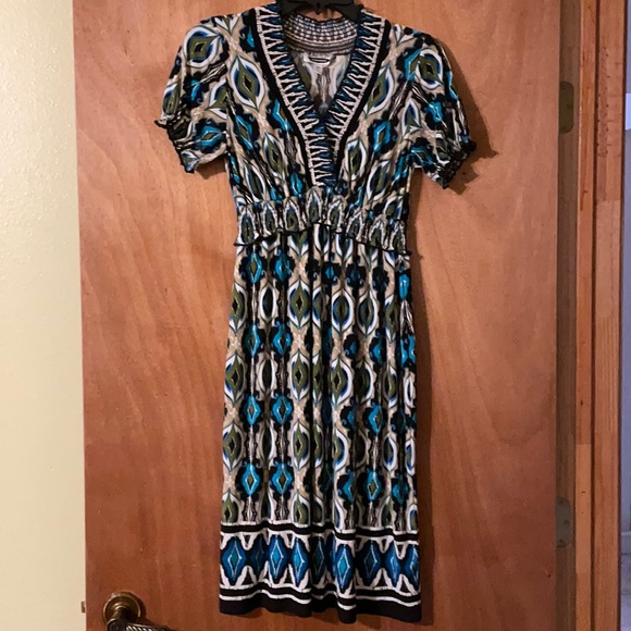 🎉3 for $30.🎉 Intermission brand Darling Dress, crm, green, black & blue (OLCC) - Picture 6 of 8